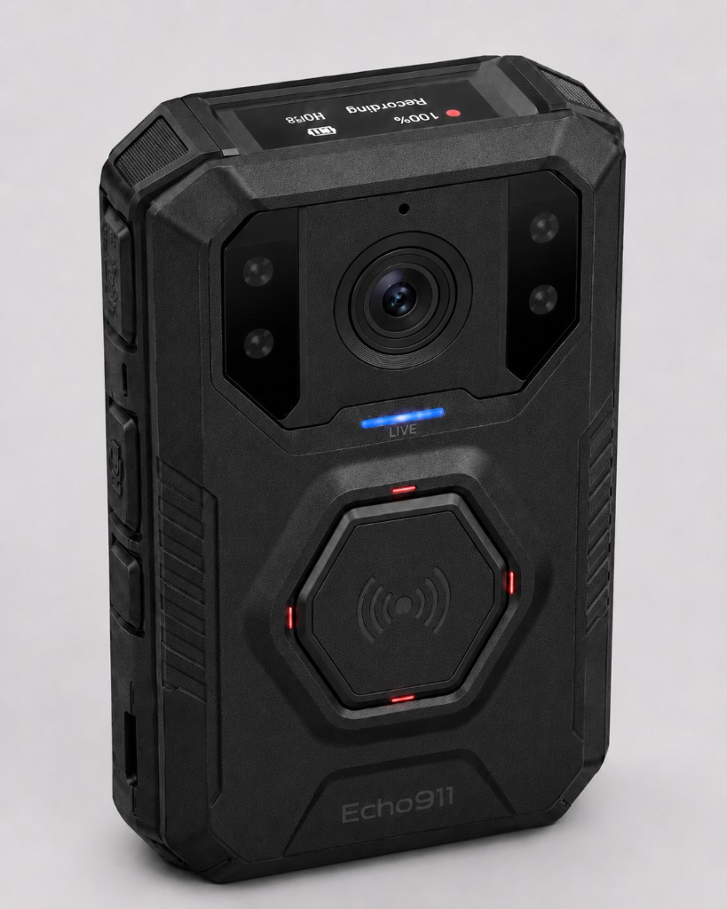Echo911 body worn camera with live streaming indicator